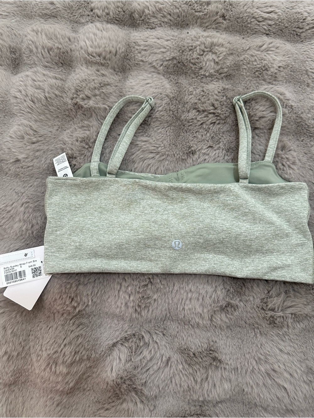 NWT Lululemon Softy Suedey Wrap-Front Bra, B/C Cup Fog Green Size Small - Picture 3 of 4